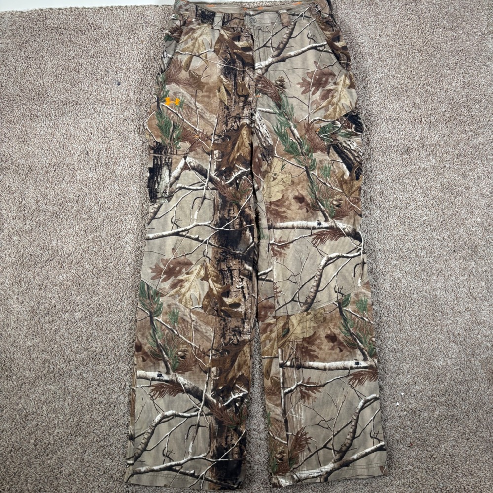 Under Armour RealTree AP Camo Ripstop Cargo Pants Mens 30x34 Brown Tactical